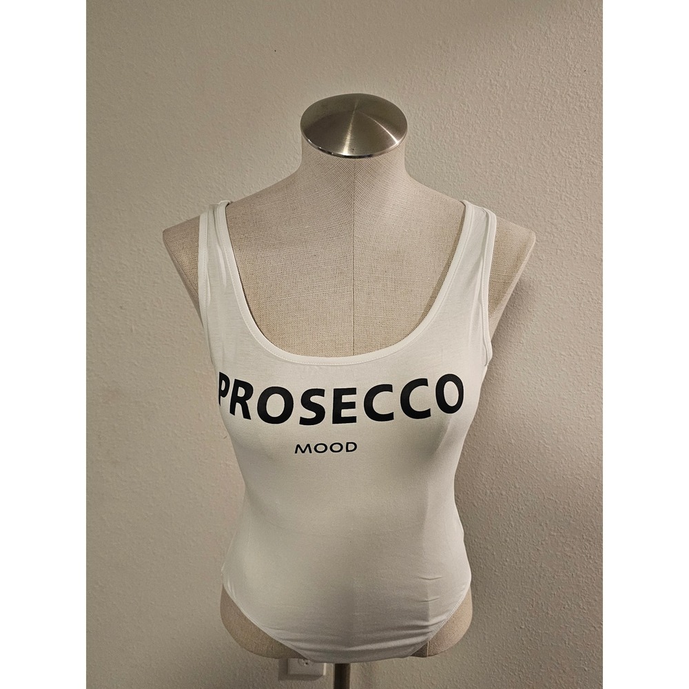 MICAS Size Small White Prosecco Mood Graphic Bodysuit - Picture 3 of 9